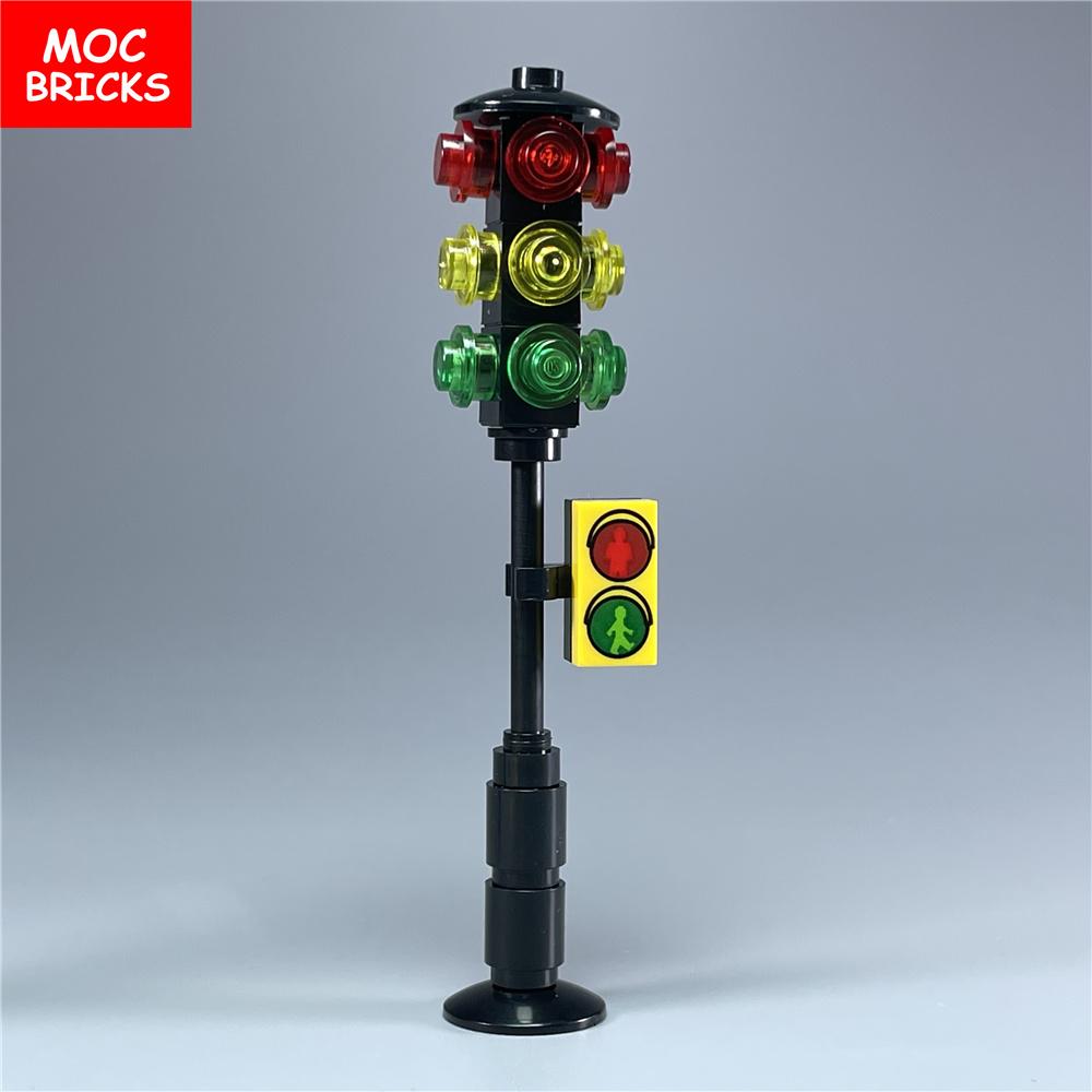 5 наборов/лот Кубики MOC Светофор для Городской Улицы Дороги Фигурка Модель Образовательные Строительные Блоки Игрушки Куклы Подарок для Детей