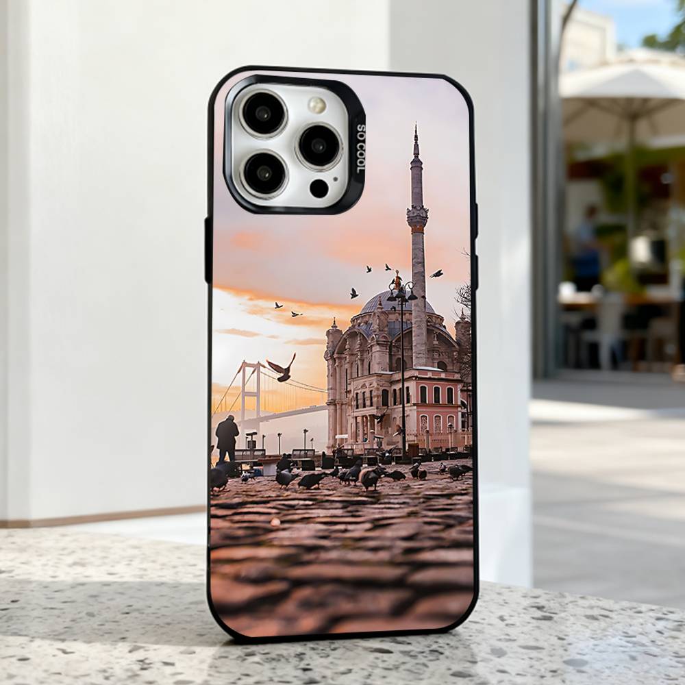 Турция Стамбул Пейзаж Чехол для телефона Для iPhone 17,16,15,14,13,12,11,Pro,Max,Plus,E,Air,Mini Черный IMD Чехол