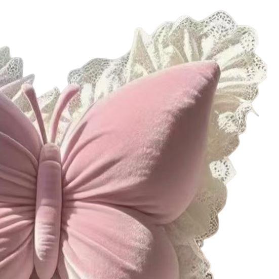 Декоративная подушка-бабочка, плюшевая подушка-бабочка с кружевной оборкой, декоративная подушка для спальни, для дивана в гостиной, кровати, автомобиля