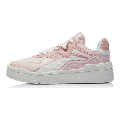 Li Ning Wave Superwave Lite Нескользящие Устойчивые к истиранию Низкие Скейтбордические кроссовки Женские Розовые Белые AGCR156-2