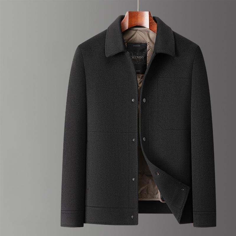 Двустороннее шерстяное пальто мужское со съемной подкладкой, куртка зимняя утолщенная деловая повседневная с короткими лацканами