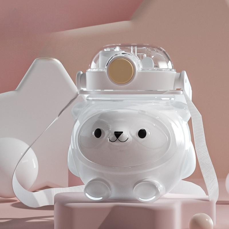 Летний Панда Двойной Напиток Красивый Просторный Детский Очаровательный Пластиковый Стакан для Воды Медведь Стакан с Трубочкой Стакан Пластиковый