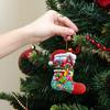 Christmas Socks Santa Claus Red Hanging Ornament Acrylic Decorative Keychain Pendant Xmas Stockings Wall Decoration