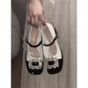 French Thick Heel Mary Jane Shoes Women's 2025 New Spring Retro Rhinestone Spring and Autumn Square Head Small Leather Shoes Single Shoes