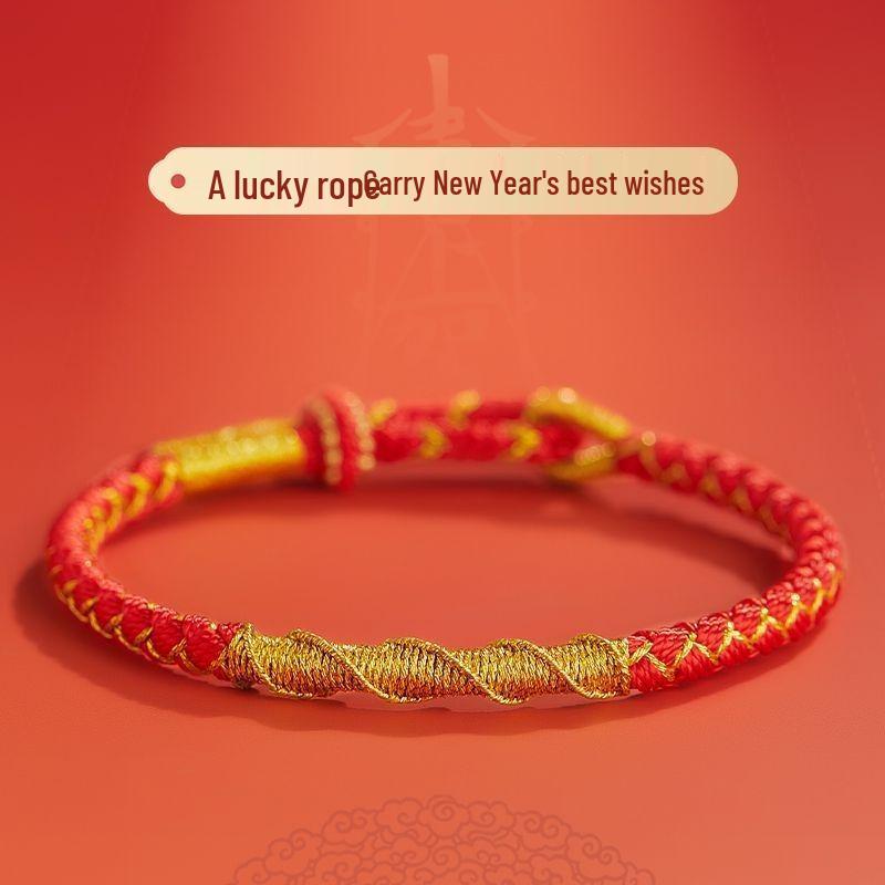 Браслет из красной нити 'Год Змеи 2025': Амулет ручной работы, превращающийся в дракона, для благоприятной удачи