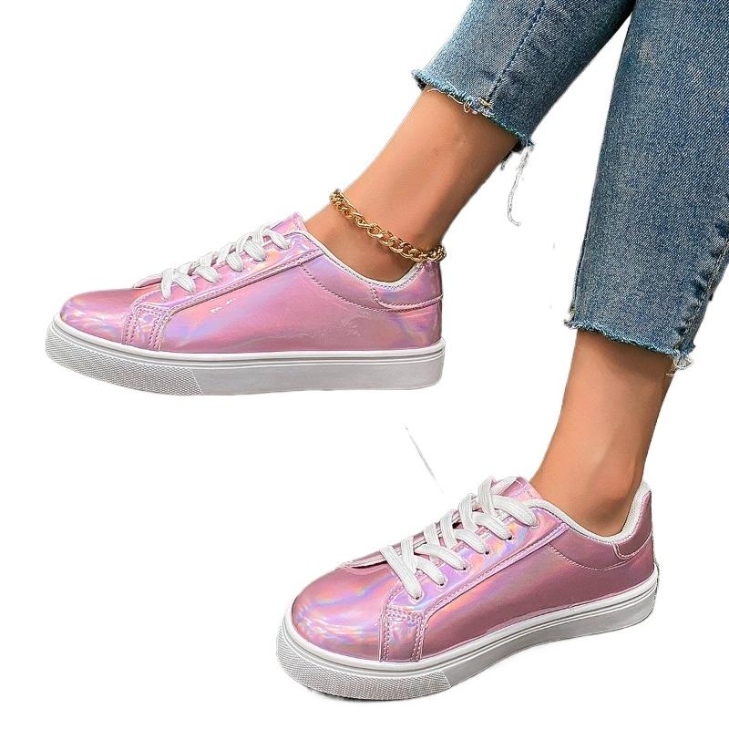 Модная обувь для женщин 2024 года, горячая распродажа, женская обувь на шнуровке, вулканизированная обувь на осень, с круглым носком, однотонная, повседневная, на плоской подошве, удобная для ходьбы