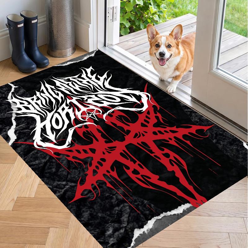 Crystal Velvet Rug with Bring Me the Horizon Design, Soft Non-Slip Floor Mat for Living Room Bedroom Decor