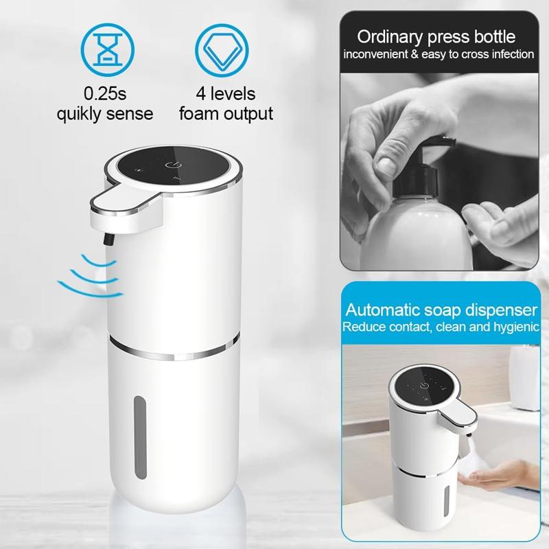 Белый дозатор жидкого мыла автоматический дозатор пены ТИП C 4 уровня 380 мл умные дозаторы мыла аксессуары для ванной комнаты