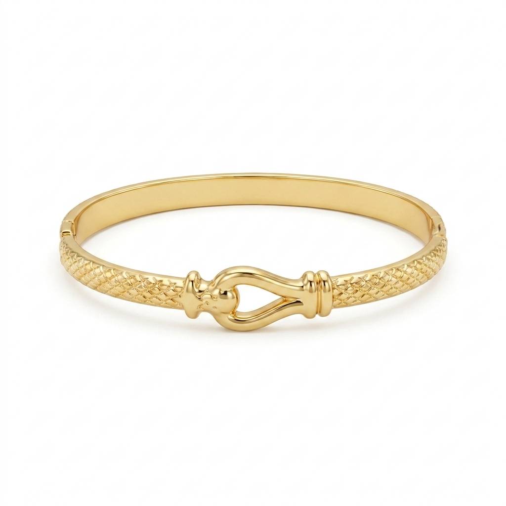 Gold Color Snap-on Horseshoe Rings Bangle Stainless Steel Bracelet for Women Fashion Jewelry Gift