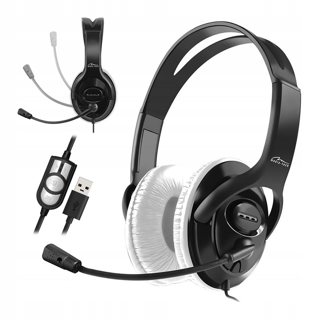 EPSILION USB - Stereo headphones with microphone, USB connector, cable remote control with volume and microphone adjustment