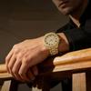 Men Iced Out Full Diamond Quartz Watch Luxury Roman Numeral Dial Zinc Alloy Band Date Display Hip Hop Bling Wristwatch