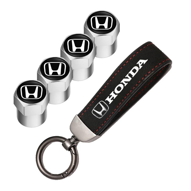 Car Tire Wheel Valve Caps Cover Suede Car Key Chain Ring Keychain For Honda Civic Fit Jazz Accord Pilot CRV Odyssey Passport HRV BRGKL1