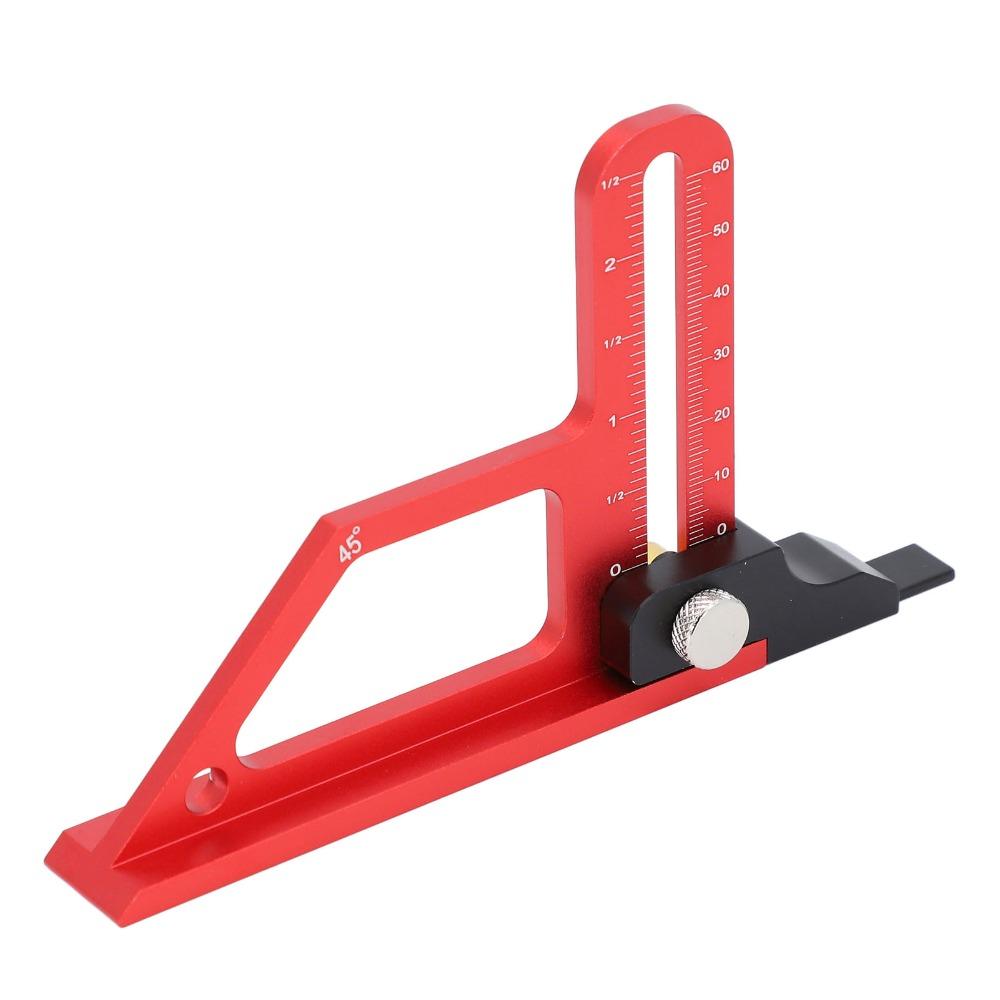 45 Degree Angle Woodworking Height Gauge Depth Measuring Ruler for Table Saw and Drill Press