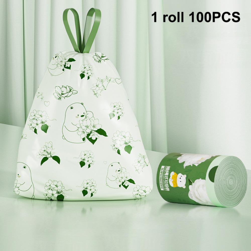 30/50/100pcs/rolls Thickened Material Drawstring Garbage Bag Camellia Fragrance Bag Household Use