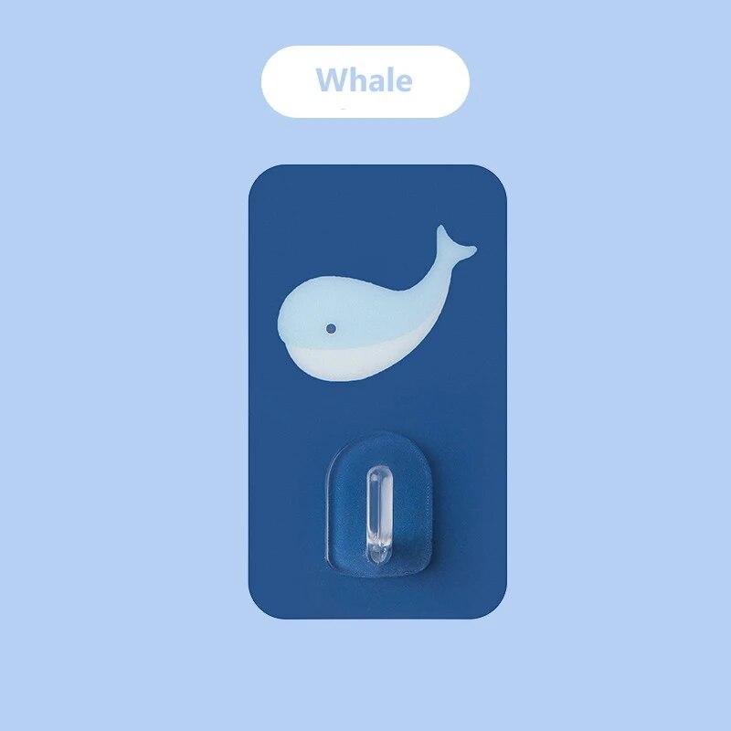 Cartoon Cute Wall Hooks Punch-Free Seamless Adhesive Hooks Bathroom Kitchen Wall Hanger Towel Racks Bathroom Accessories Set