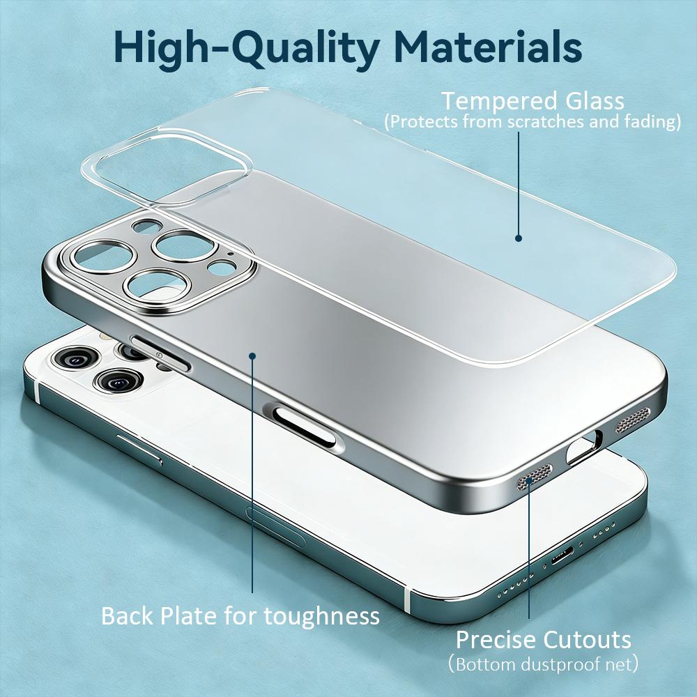 Fashion Leopard Cute Phone Case For iPhone 17 16 15 14 13 12 Pro Max Plus Electroplated Metal Shockproof Bumper Case Glass Back
