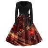 Women's Fashion V-Neck Casual Slim Christmas Printed Long Sleeve Dresses
