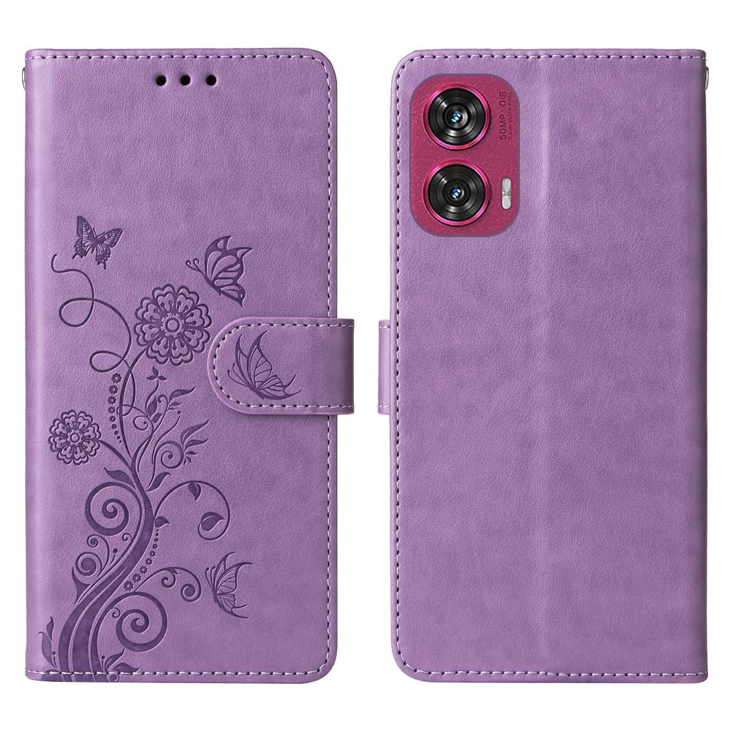 For Motorola Edge 50 Fusion 5G/G96 5G Case Butterfly Floral Imprint Wallet Stand Leather Phone Cover