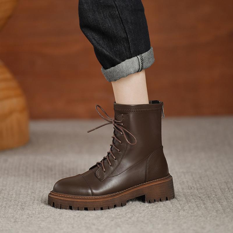 Ботинки Martin женские 2025 года, новинка осени и зимы, новые универсальные повседневные ботинки в британском стиле со шнуровкой, увеличивающие высоту и тонкие ноги, длинные и короткие ботинки