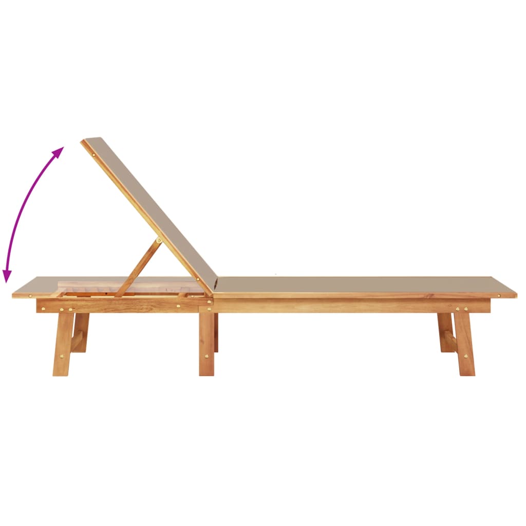 2 Piece Sun Lounger Set with Table Taupe Solid Acacia Wood Textilene