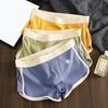 Men Boxer Underwear Mid-rise Tight Cut High Elasticity Shorts Briefs Patchwork Color Ribbed U-Convex Panties