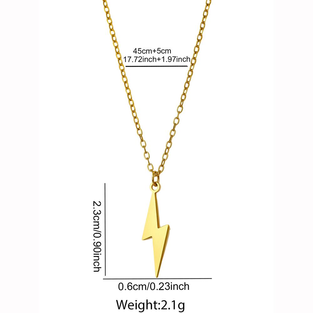 DGIDDK Stainless Steel Simple Lightning Pendant Necklace Men And Women Tide Retro Fashion Personality Hip-Hop Sweater Chain
