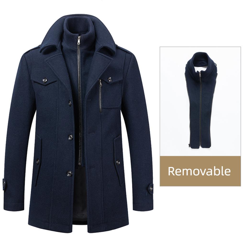Мужское осенне-зимнее деловое шерстяное пальто с двойным воротником, морозостойкое мужское пальто, шерстяное пальто для мужчин