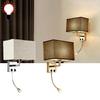 Modern Indoor LED Wall Lamp Creative Bedroom Bedside Sconce with Switch USB Interface Hotel Cloth Wall Lamp Bra