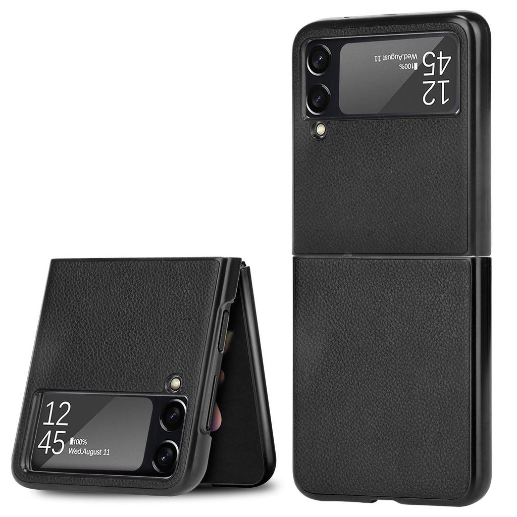 Кожаный чехол для Samsung Z Flip7 - Деловой защитный чехол из личи-кожи для складного Flip6