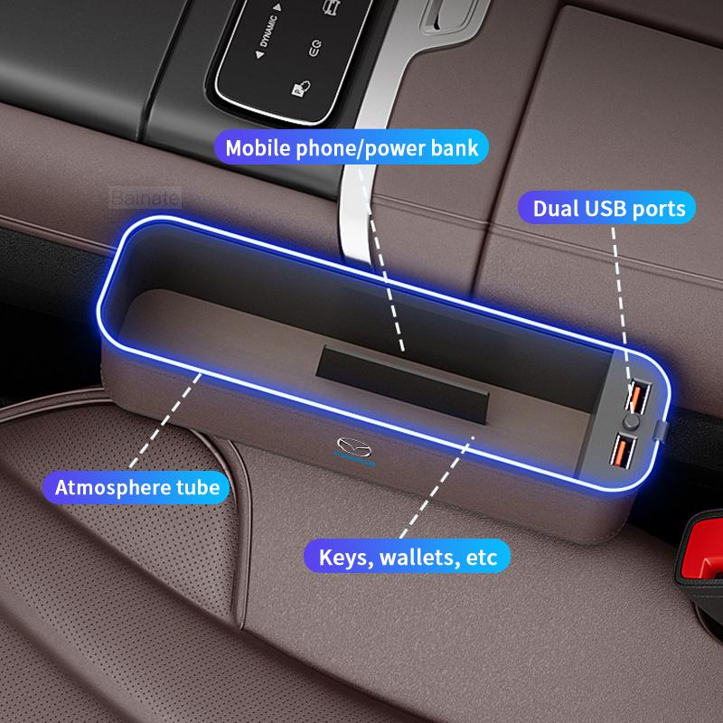 Mazda 3 5 6 SKYACTIV Axela Atenza CX30 CX5 CX8 CX9 MX5 BT50 Автомобильный Органайзер для Хранения в Щели Сиденья Зарядка от USB Слот в Зазоре Сиденья Подстаканник