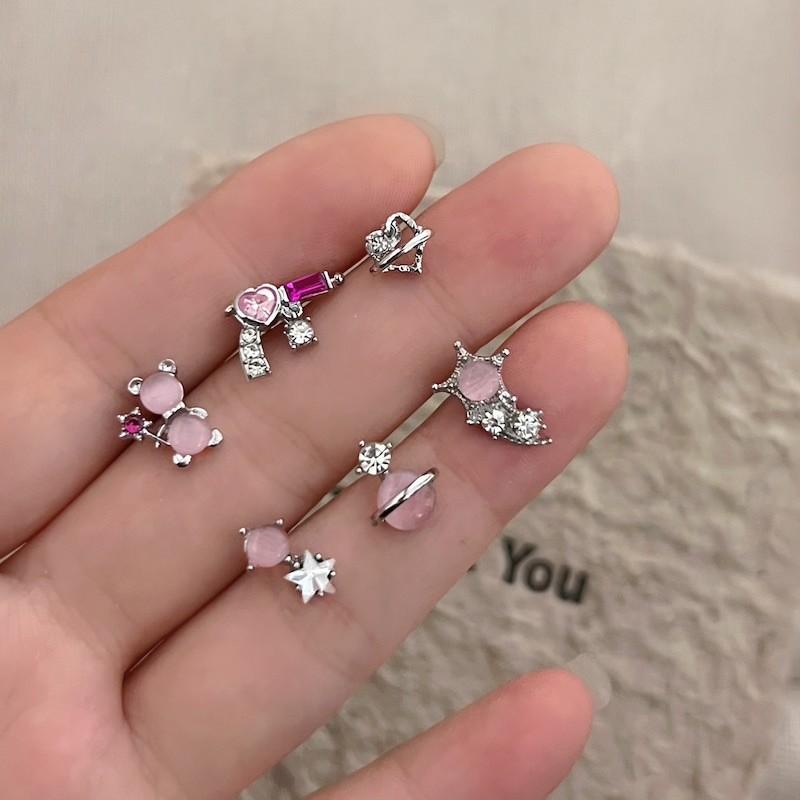 iF ME Корейские серьги-бабочки в форме сердца для женщин, комплект сережек для пирсинга в виде хрустальной звезды, модные аксессуары, ювелирные изделия