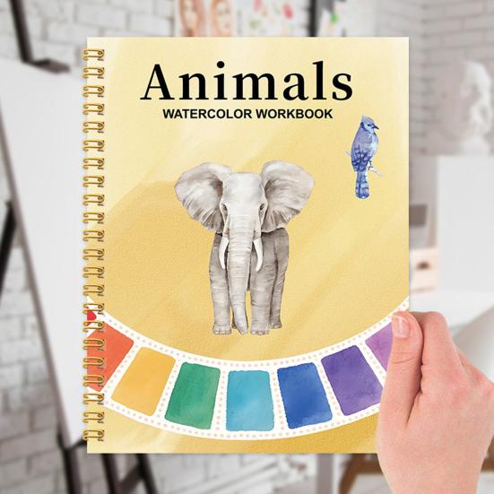 Акварельный блокнот для начинающих Пошаговое руководство по рисованию Иллюстрации животных и цветов Бумажная раскраска для изучения техник