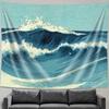 Ydbkt Retro Ocean Tapestry Wall Hanging, Blue Abstract Wave Wall Art, 40L" x 60W", Bedroom Decor