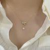 Ожерелье с жемчугом и бантом на груди Sweet Niche Design Sense Clavicle Chain Temperament Super Fairy