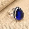 Blue Sapphire Gemstone Handmade 925 Sterling Silver Ring Jewelry For Christmas