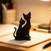 3D-печатная фигурка кошки, скульптура из переплетающихся кошек, современная статуэтка черной кошки для дома, гостиной, офисного стола, декора полки