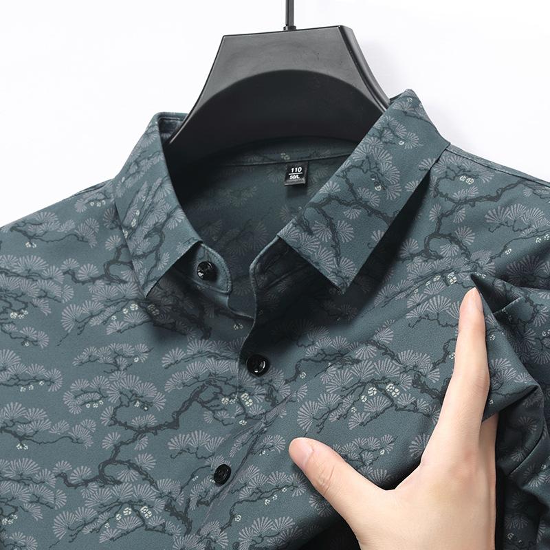 Men S Loose Fit Long Sleeve Printed Business Casual Shirt For Autumn