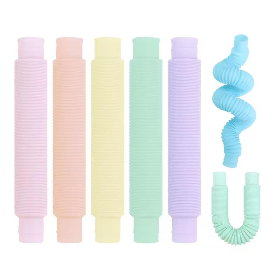 6/12PCS Pop Tubes Sensory Toys Diameter 1.9cm Macaroon Telescopic Tube Stress Relief Decompression Finger Toy for Kids Adults