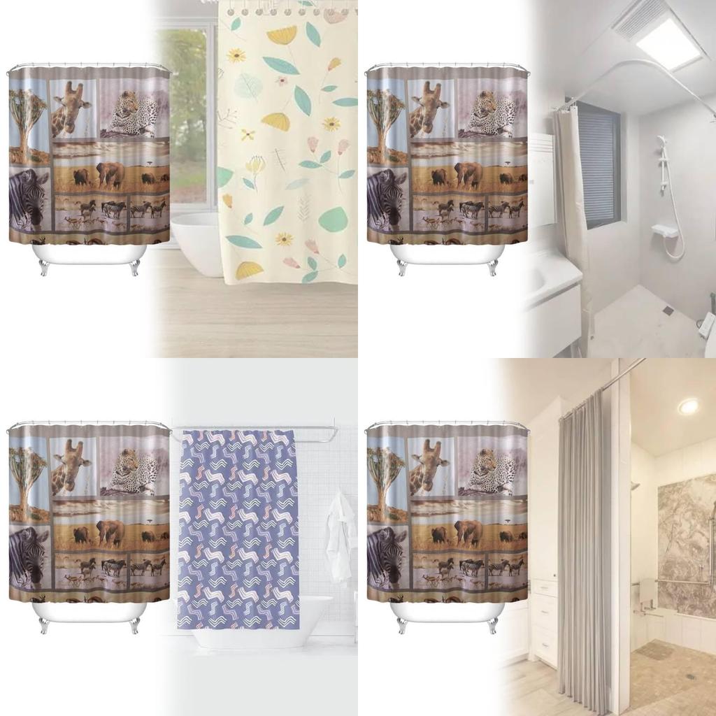 Шторка для душа с животными Peva Водонепроницаемый разделитель для ванной для домашнего использования