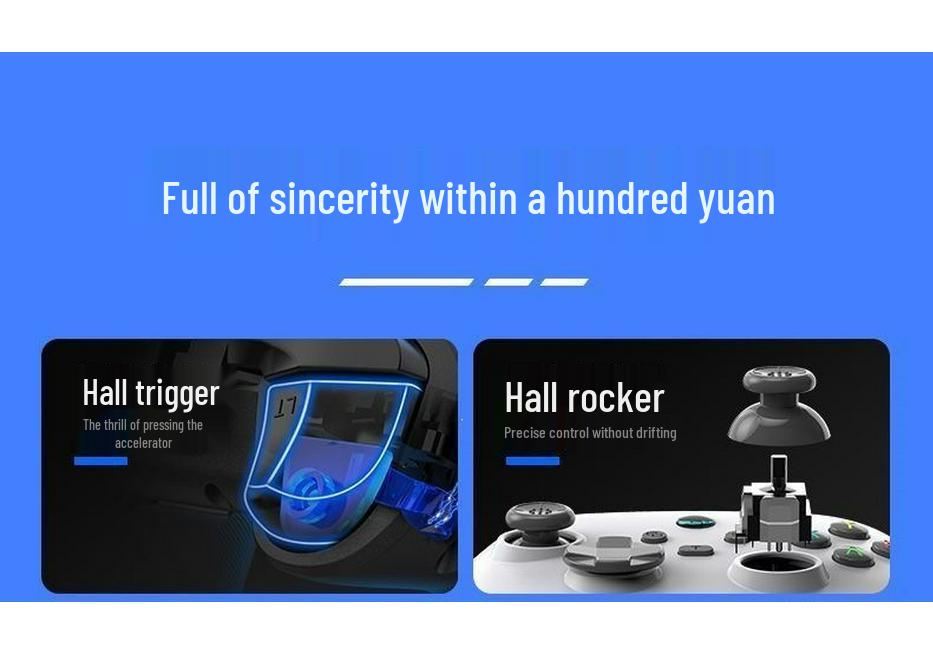 Мультиплатформенный Bluetooth-геймпад для ПК с трехрежимным джойстиком Холла и триггерным переключателем