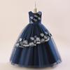 Праздничные платья для девочек 12–14 лет, синее платье с блестками и бантом для гала-выпускного вечера для детей, костюм для торжественных мероприятий, одежда принцессы на день рождения