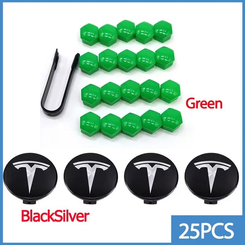 56mm Center Hub Caps for Tesla Model 3 Y S X Car Wheel Valve Cap Tire Lug Nut Protective Cover Exterior Decoration 25pcs / 29pcs