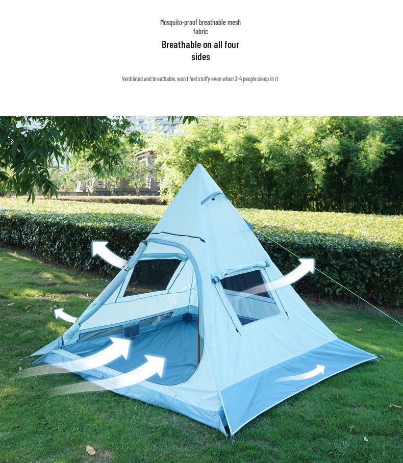 CLS 3-4 Person Indian Pyramid Outdoor Tent - Windproof, Rainproof, UV Protected, Folding Canopy for Camping