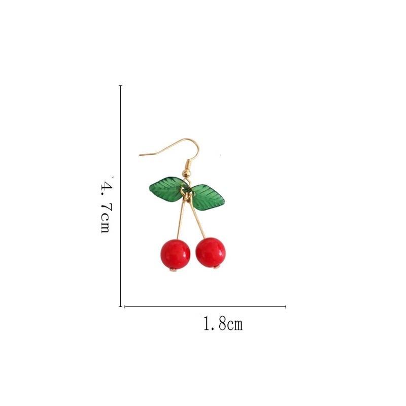 Red Cherry Earrings Eardrop Sweet Fruit Fresh Cherry Eardrop Female Youth Beautiful Girl Earrings