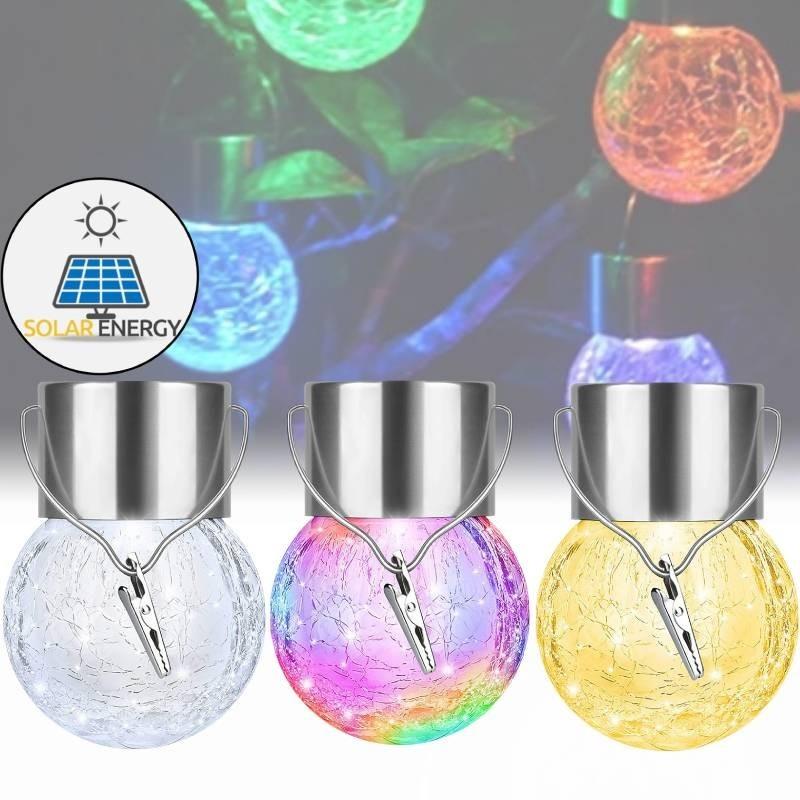 European Style Solar Glass Ball Led String Light Outdoor Crackle Ball Garden Decor Ip65