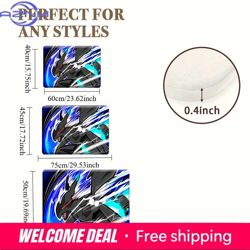 Pokemon Zekrom Dynamic Lightning Style Print Non-Slip Doormat, Absorbent Floor Mat for Home Decor