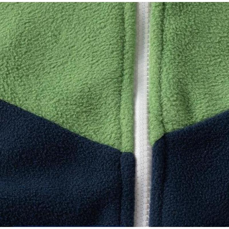 Stand Collar Autumn and Winter Fashion Warm Kids Coat Soft Loose Polyester Material Boys' Color-block Fleece Jacket