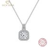 Gica Gema 925 Sterling Silver Square Set With 1ct Zircon Pendant Necklace For Women Simple Commute Exquisite Clavicle Chain