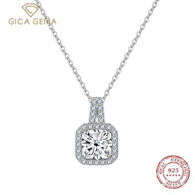 Gica Gema из стерлингового серебра 925 пробы, квадратный комплект с кулоном из циркона 1 карат, ожерелье для женщин, простая изысканная цепочка на ключицы