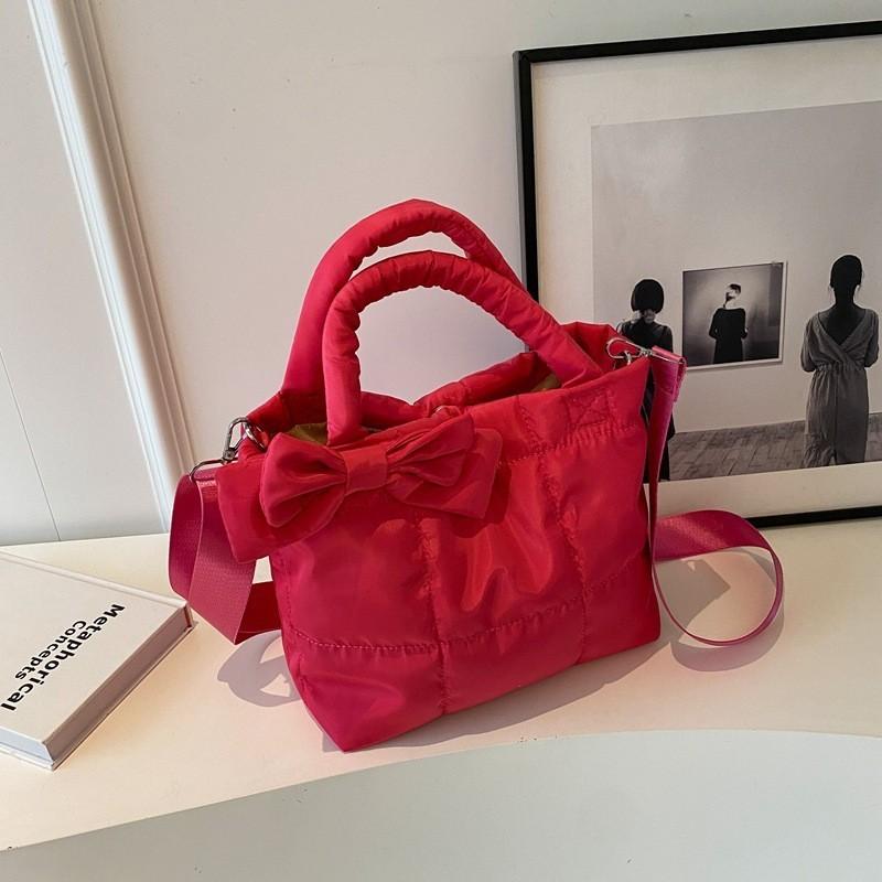 Trendy Soft Nylon Bucket Bag With Zipper Closure And Inner Pocket For Everyday Use
